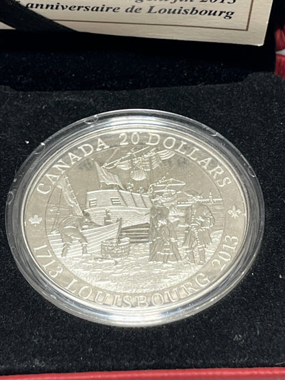 2013 Canada $20 Fine Silver Coin - 300th Anniversary of Louisbourg W Box + COA