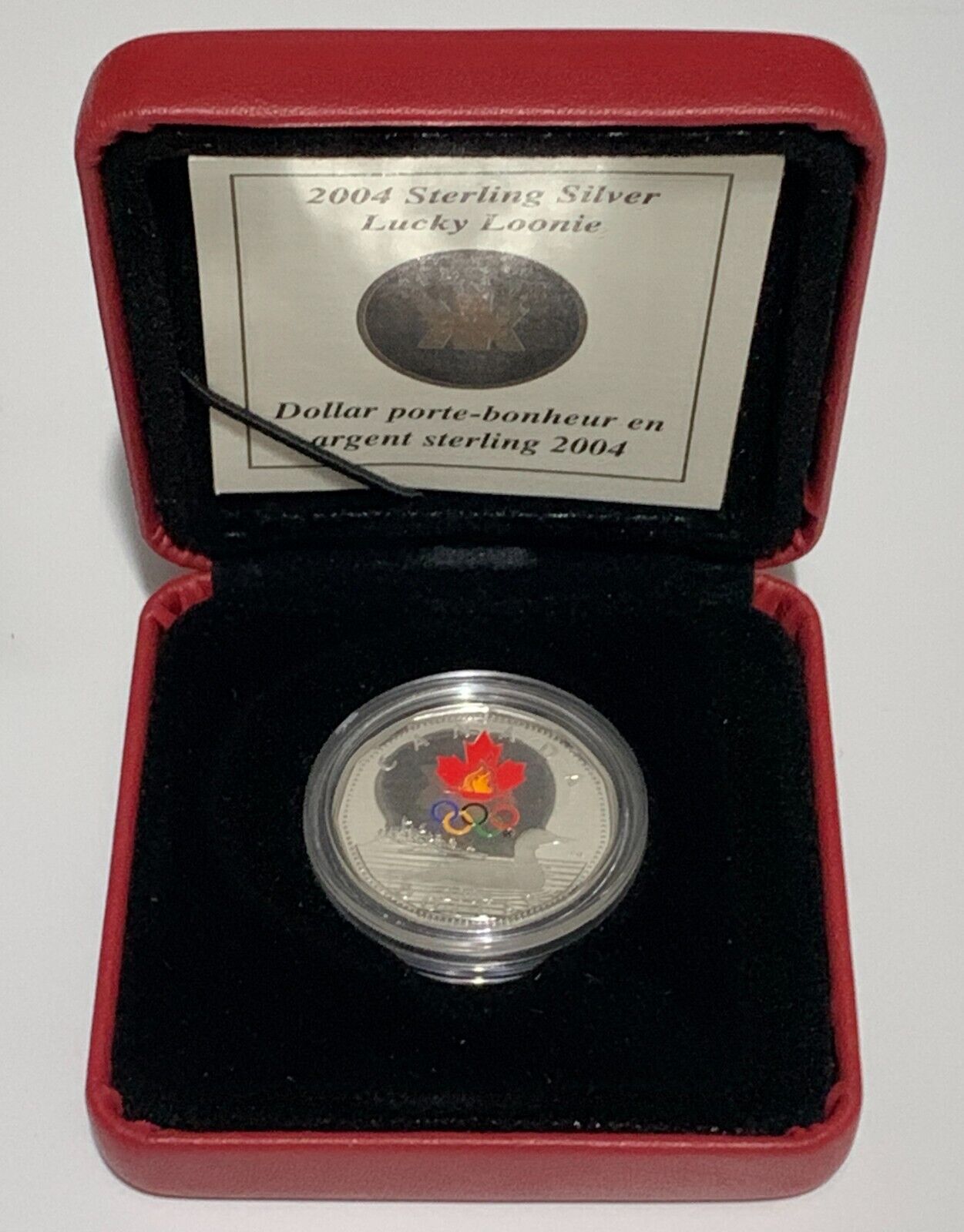 2004 Proof Lucky Loonie $1 Silver Olympic Loonie With Original Box!