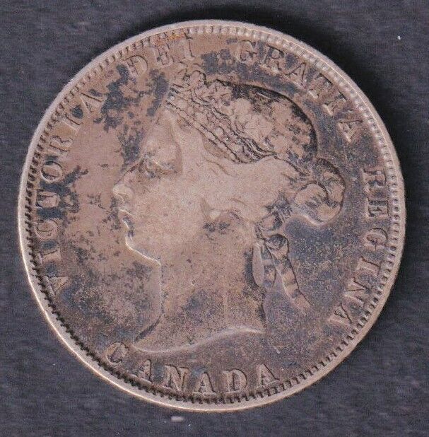 Canada 1874 H 25c Twenty Five Cent Silver Coin Queen Victoria .925 Silver #3 F