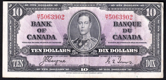 Canada 1937 $10 Ten Dollar Banknote Coyne - Towers H/T 5063902