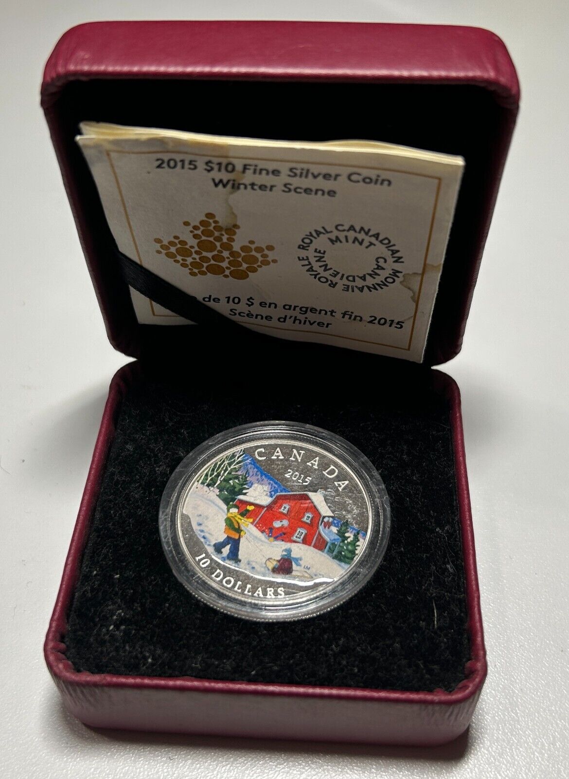 2015 Canada $10 Fine Silver Coin Winter Scene Box + COA