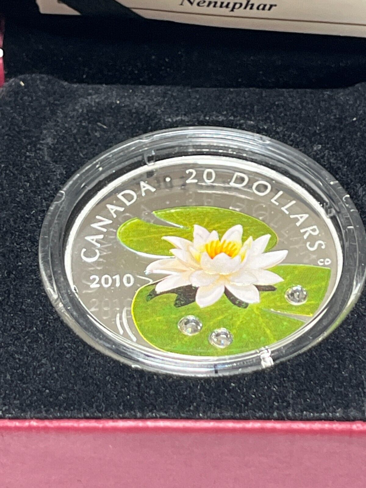 Canada 2010 $20 Flowers Water Lily with Swarovski Crystals With Box + COA