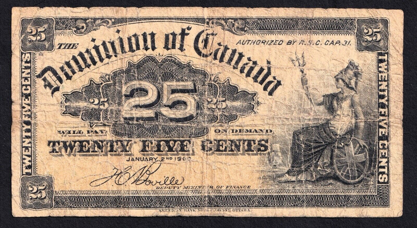 1900 Dominion of Canada 25c Shinplaster Note Boville #M5