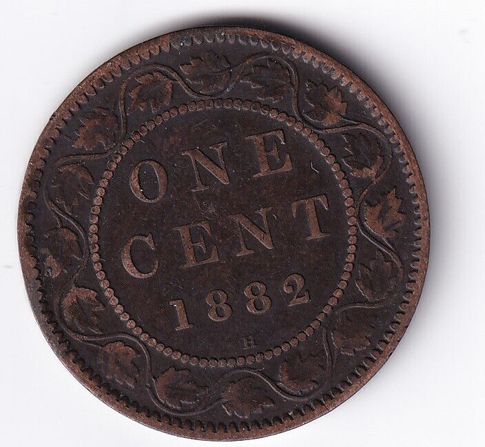 Canada 1882H 1c One Large Cent Queen Victoria Obverse 2 Fine #2