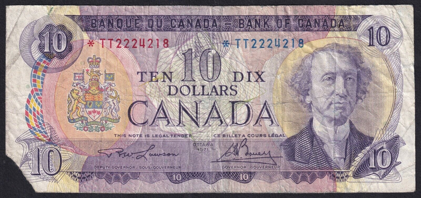 Canada 1971 $ 10 - BC-49cA - Lawson-Bouey - Replacement Prefix *TT 2224218