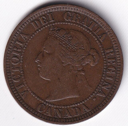 Canada 1886 1c One Large Cent Queen Victoria Fine F Obv