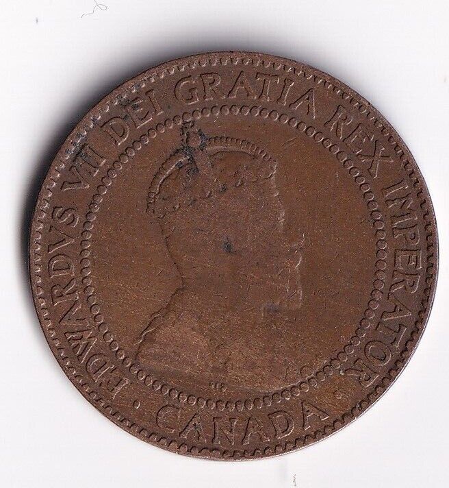 Canada 1910 1 Cent One Large Cent Coin King Edward Nice Details