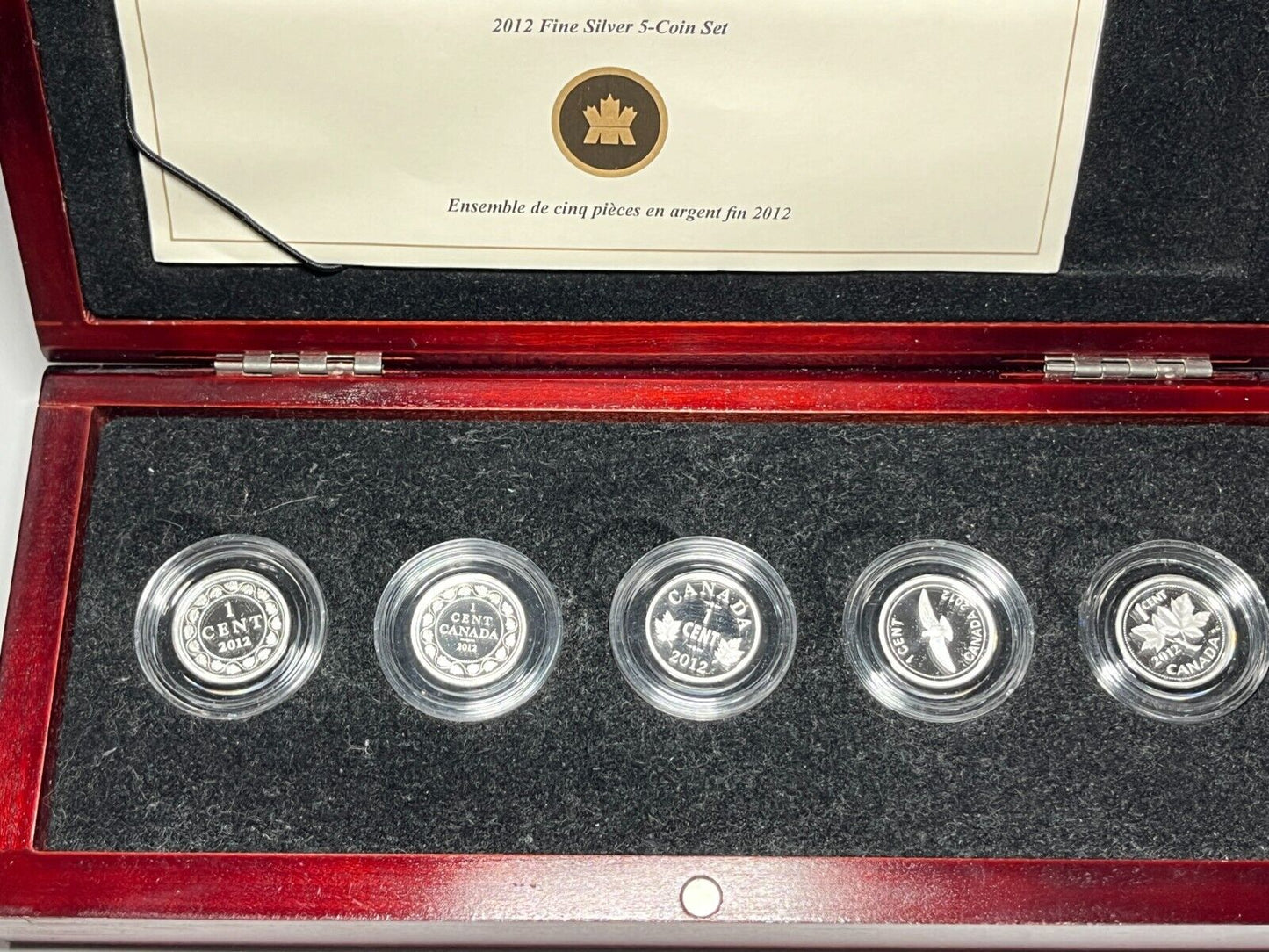 2012 Canada Farewell to the Penny Fine Silver 5-Coin Set With Wooden Box