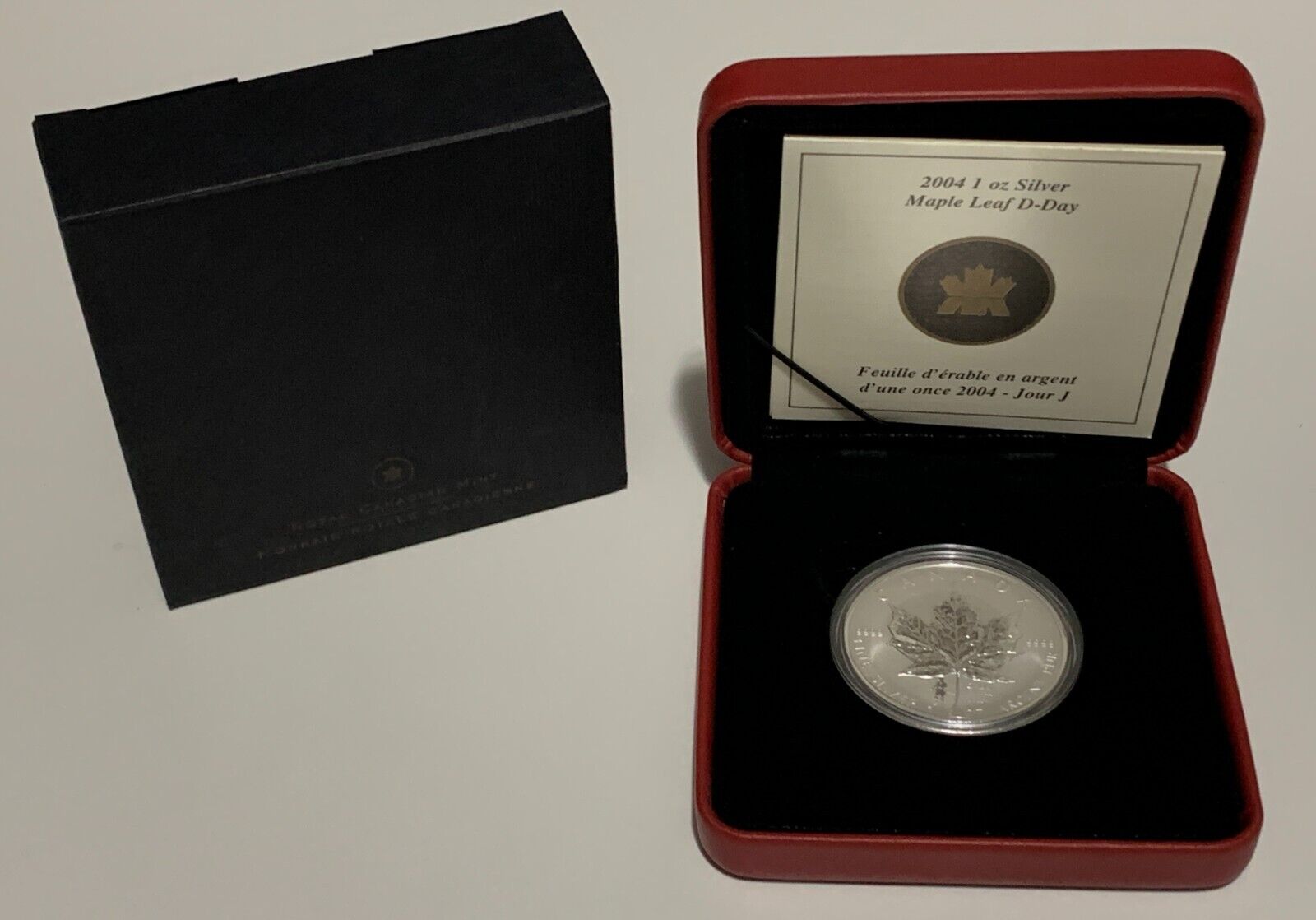 2004 Silver Maple Leaf RCM Commemorative D-Day $5 Privy in Box & COA