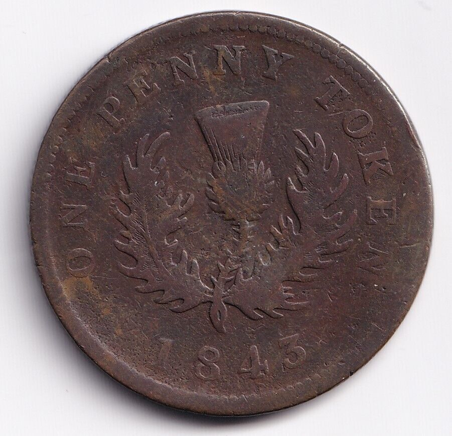 Nova Scotia 1840 One Penny Copper Token Queen Victoria