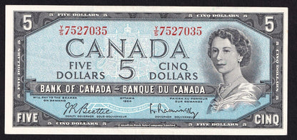 Canada 1954 $5 Five Dollar Banknote Beattie - Rasminsky Nice Colour Y/S