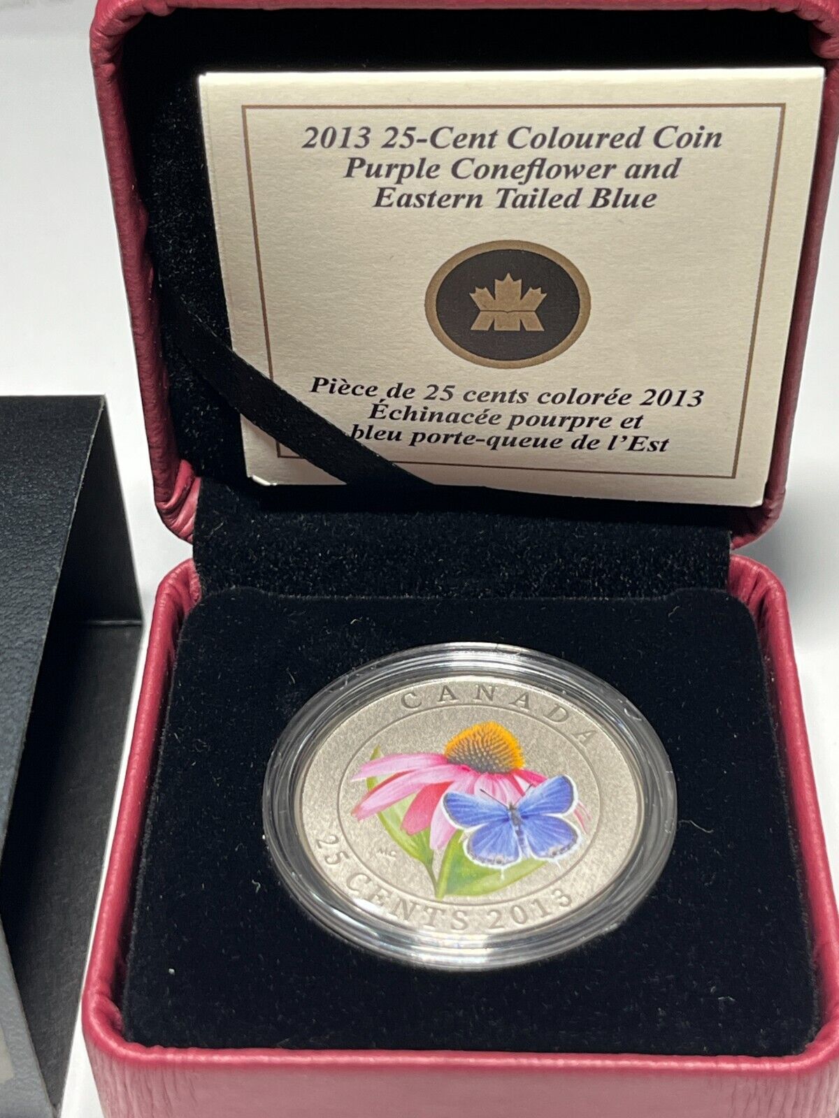 2013 Canada 25 Cent Coloured Coin - Purple Coneflower and Eastern Tailed Blue