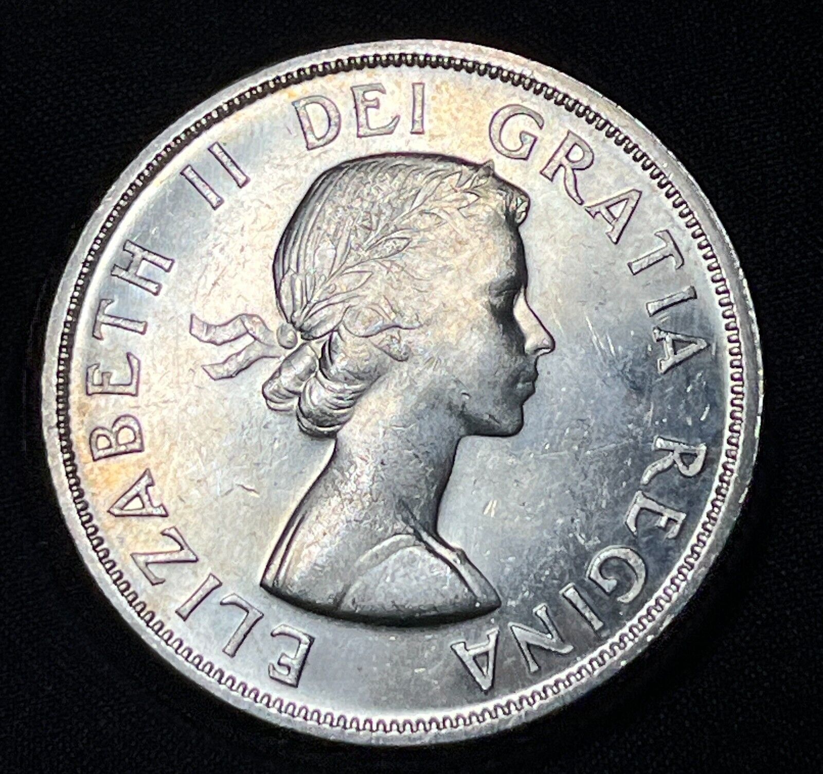 Canada 1957 $1 One Silver Dollar Queen Elizabeth II .800 Silver High Grade #11