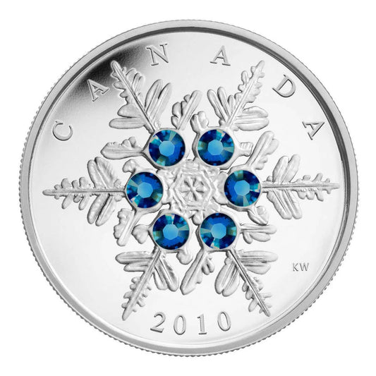 2010 $20 Crystal Snowflake: Blue - Pure Silver Coin - cscoinsnbanknotes
