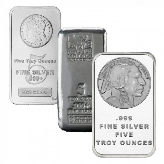 5oz Silver Bar – Random Mint .999 Fine Silver