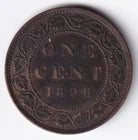 Canada 1896 1c One Large Cent Copper Coin Queen Victoria VF Very Fine #3