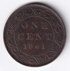 Canada 1901 1c One Large Cent Copper Coin Queen Victoria EF Extra Fine #4