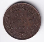 Canada 1901 1c One Large Cent Copper Coin Queen Victoria EF Extra Fine #3