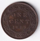Canada 1899 1c One Large Cent Copper Coin Queen Victoria EF Extra Fine #8