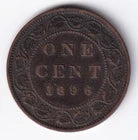 Canada 1896 1c One Large Cent Copper Coin Queen Victoria VF Far "6" #1