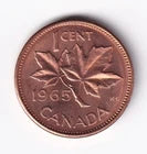 Canada 1965 1c One Small Cent Queen Elizabeth II Double Legend