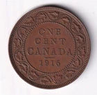 Canada 1916 1c One Large Cent Copper Coin King George V EF Extra Fine