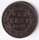 Canada 1897 1c One Large Cent Copper Coin Queen Victoria VF Very Fine #2
