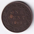 Canada 1901 1c One Large Cent Copper Coin Queen Victoria EF Extra Fine #9