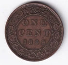 Canada 1899 1c One Large Cent Copper Coin Queen Victoria VF Very Fine #1