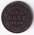 Canada 1899 1c One Large Cent Copper Coin Queen Victoria VF Very Fine #5