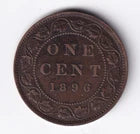 Canada 1896 1c One Large Cent Copper Coin Queen Victoria VF Very Fine #4