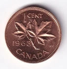 Canada 1963 1c One Small Cent Queen Elizabeth II Hanging "3" MS Mint State #2