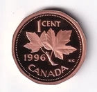 Canada 1996 1c One Small Cent Queen Elizabeth II Pure Copper Penny Proof