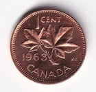 Canada 1963 1c One Small Cent Queen Elizabeth II Hanging "3" MS Mint State #3