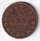 Canada 1886 1c One Large Cent Copper Coin Queen Victoria F Fine Obv #1 #1