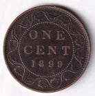 Canada 1899 1c One Large Cent Copper Coin Queen Victoria VF Very Fine #2