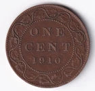 Canada 1910 1c One Large Cent Copper Coin King Edward VII VF Very Fine #1