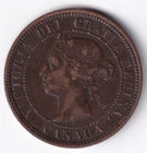 Canada 1888 1c One Large Cent Copper Coin Queen Victoria F Fine #4