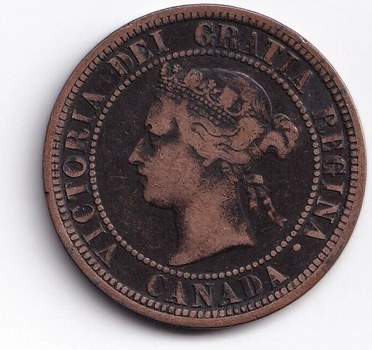 Canada 1882H 1c One Large Cent Queen Victoria Obverse 1 Fine - cscoinsnbanknotes
