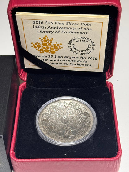 2016 Canada $25 Fine Silver Coin: 140th Anniversary of the Library of Parliament