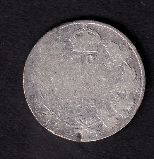 Canada 1913 10c Ten Cent Silver Coin King George V .925 Silver Broad Leaves