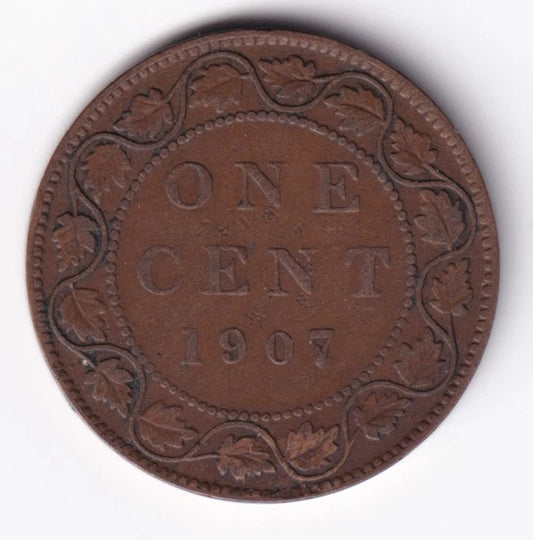 Canada 1907 1c One Large Cent Copper Coin King Edward VII - cscoinsnbanknotes