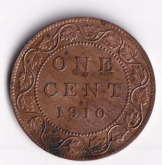 Canada 1910 1 Cent One Large Cent King Edward Nice UNC Details - cscoinsnbanknotes