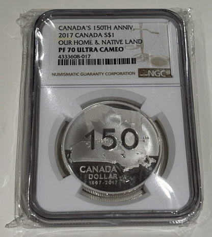 Canada 150th Anniversary Our Home & Native Land NGC Graded PF-70 Ultra Cameo RCM