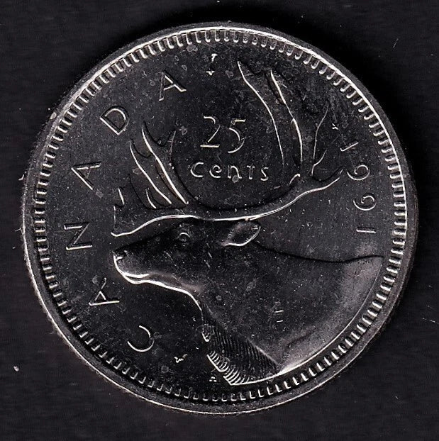 Canada 1991 25c Twenty Five Cent Coin Queen Elizabeth II Proof Like