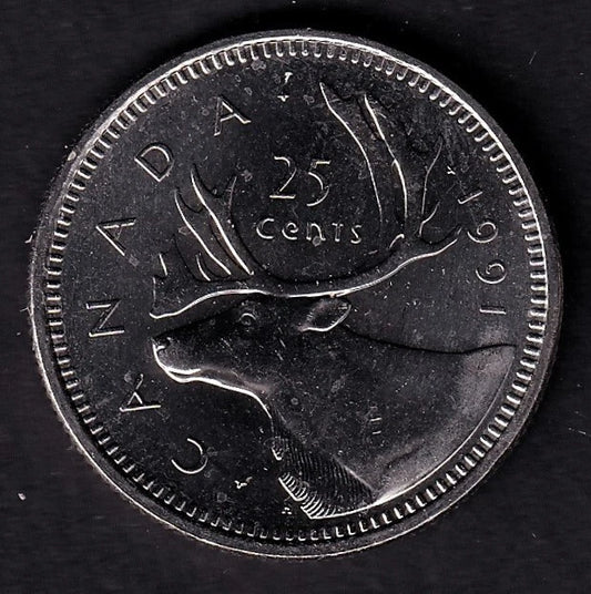 Canada 1991 25c Twenty Five Cent Coin Queen Elizabeth II Proof Like