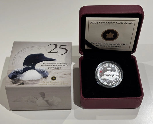 Canada RCM 25th Anniversary Of The Loonie 1987 - 2012 Fine Silver Coin .9999