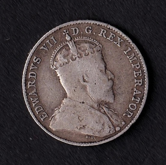 Canada 1910 10c Ten Cent Silver Coin King Edward VII Mint Tower Hill London .925