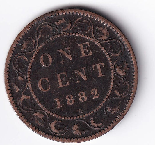 Canada 1882H 1c One Large Cent Queen Victoria Obverse 1 Fine - cscoinsnbanknotes