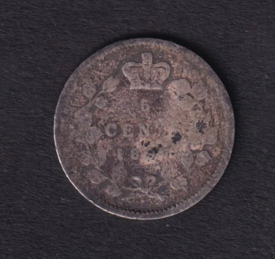 Canada 1897 5c Five Cent Silver Coin Queen Victoria .925 Silver #1 - cscoinsnbanknotes